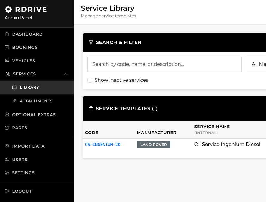 Automotive Workshop Booking System Screenshot